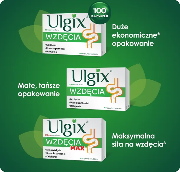 Opakowania Ulgix Wzdęcia i Ulgix Wzdęcia MAX